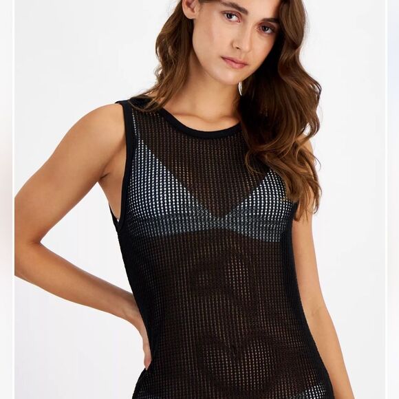 MIKEN Low-Back Midi Dress Swim Cover-Up Black Size XS - Picture 4 of 12